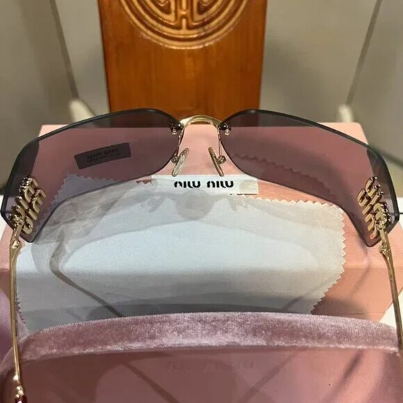 Miu Miu Purple and Gold Women's Sunglasses - Picture 3 of 6